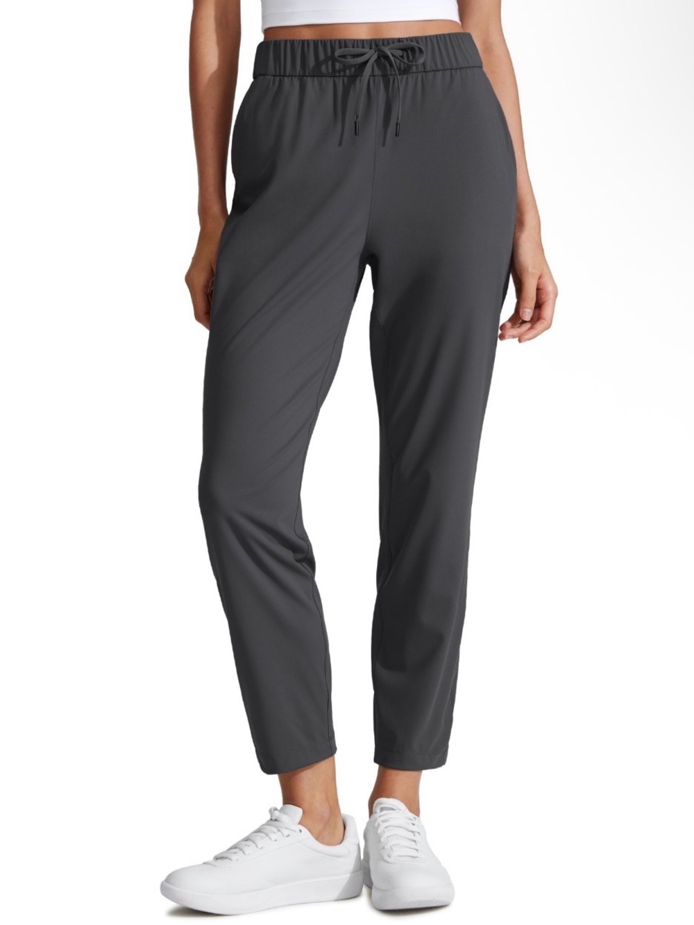 CRZ YOGA Women’s Ankle Drawstring Jogger Pants - Dark Gray